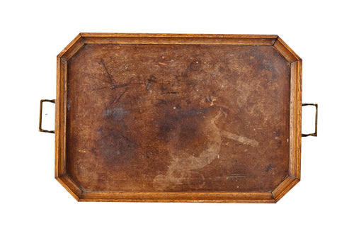 Lg Wooden Tray With Metal Handles