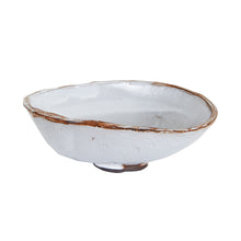 Md White Bowl With Organic Shaped Brown Edges