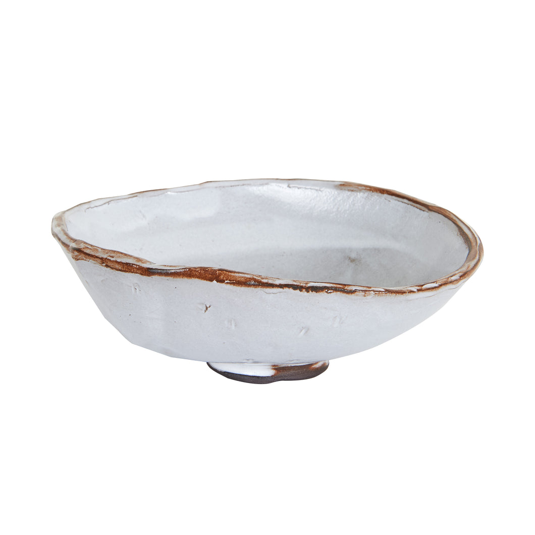 Md White Bowl With Organic Shaped Brown Edges