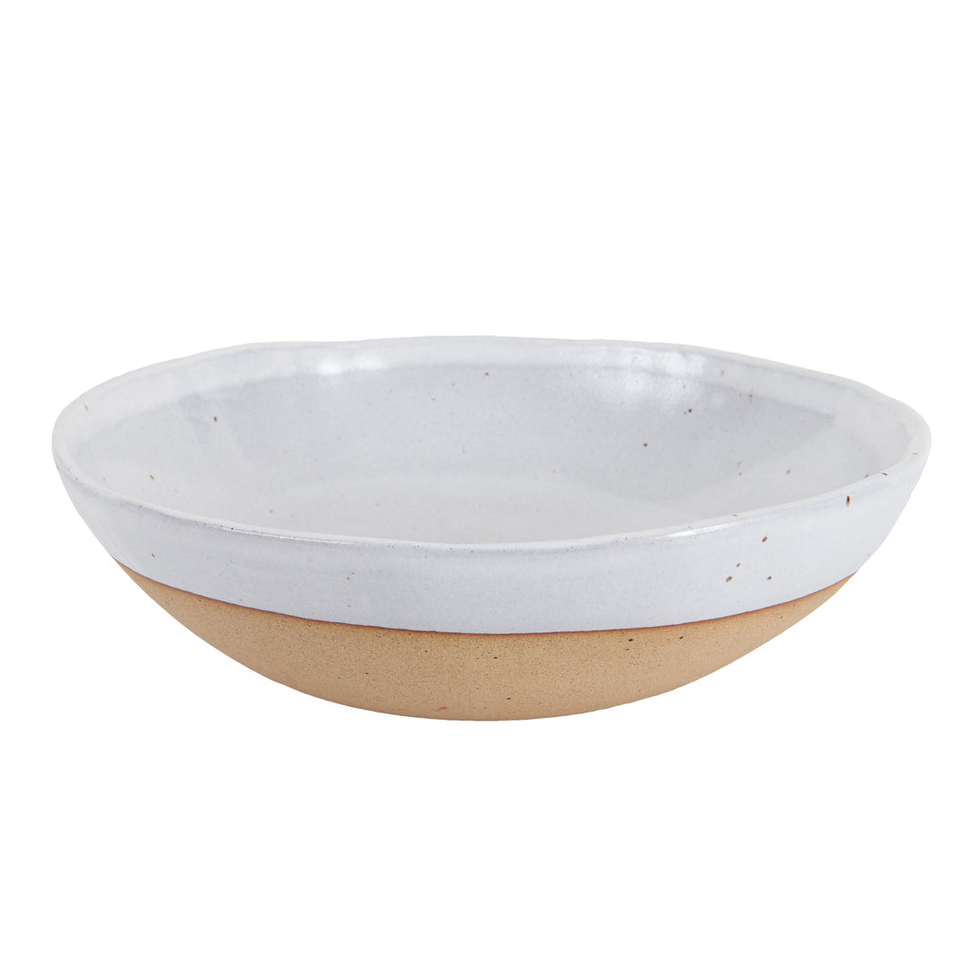 Lg White Speckled Bowl With Beige Base