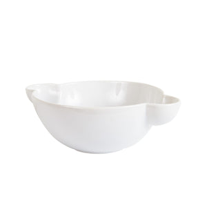 Lg Plain White Bowl With Circular Handles