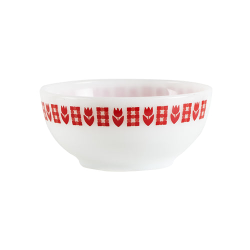 Sm White Bowl With Red Pattern