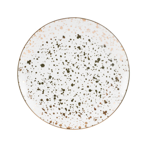 Lg White Plate With Gold Speckles