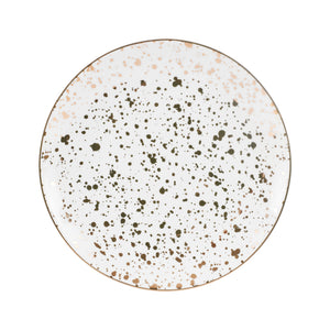 Lg White Plate With Gold Speckles