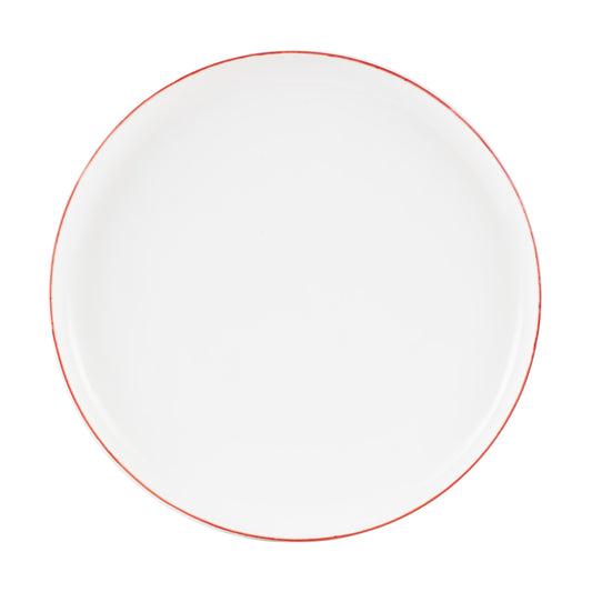 Lg White Plate With Red Rim