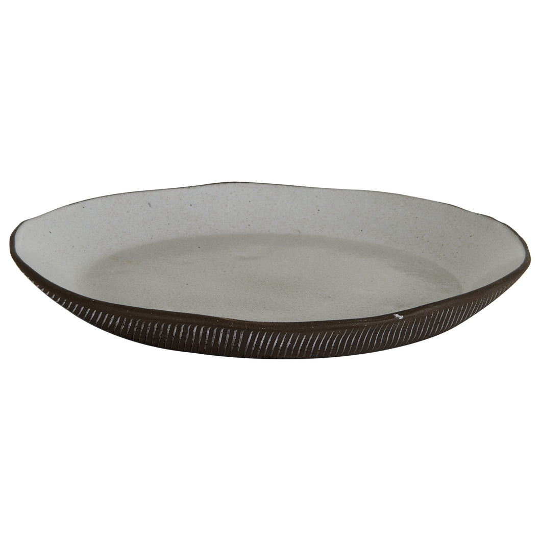 Lg White Platter With Brown Bottom