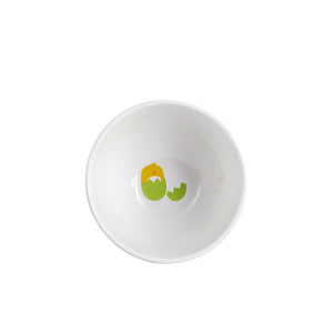Md White Bowl With Yellow Stripes