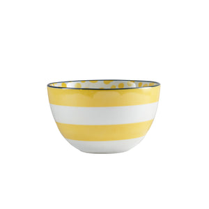 Md Yellow Stripped Bowl With Dark Rim
