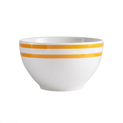 Md White Bowl With Dark Yellow Stripes