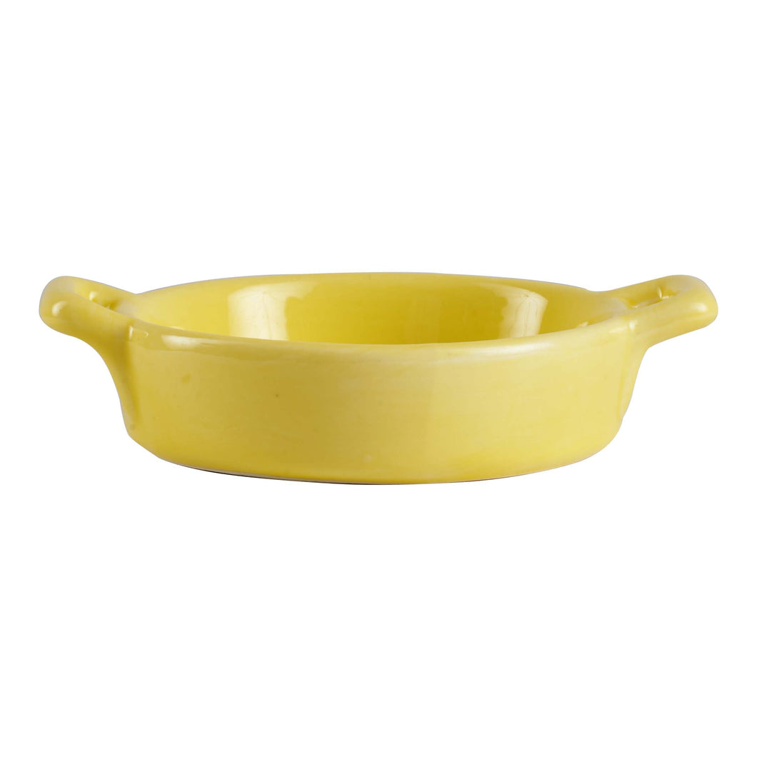 Sm Yellow Shallow Bowl With Handles