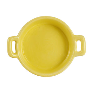 Sm Yellow Shallow Bowl With Handles