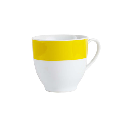 White Tea Cup With Bright Yellow Strip