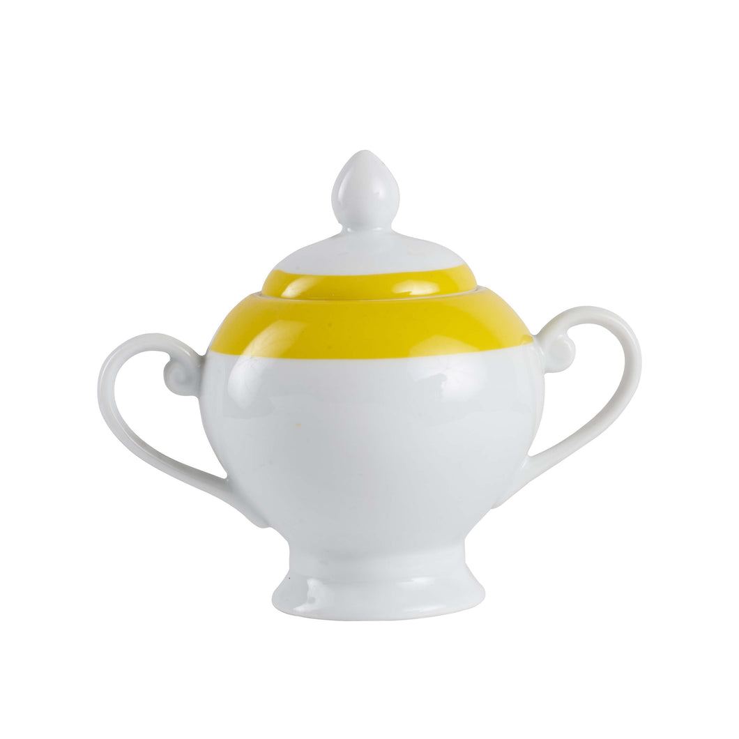 Sm Yellow And White Ceramic Sugar Jar