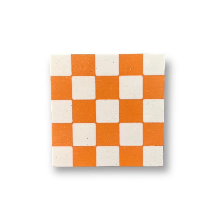 Orange Check Coaster